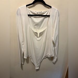 Good American U collar white ‎ Long Sleeve Bodysuit Sz 6 3XL